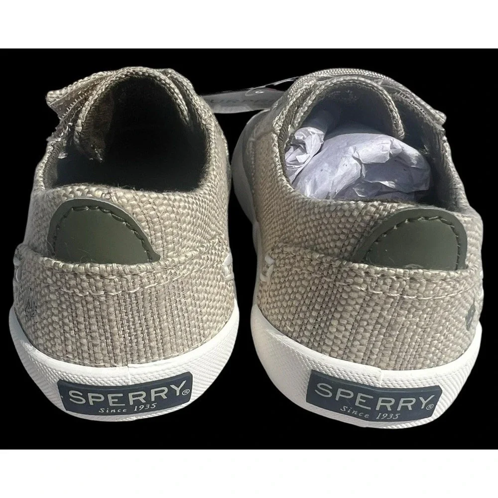 Sperry Bodie JR Tan Canvas Washable Top Sider Slip On Sneaker Shoe Toddler 7M